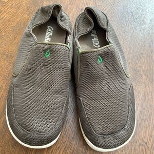 Olukai Boy’s Brown (wGreen accent) Nohea Mesh Upper Slip-On Casual Shoes US 5.